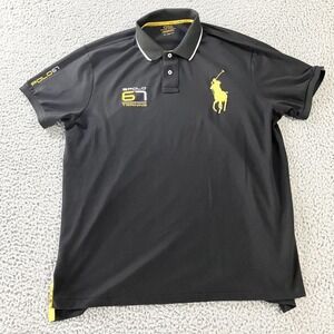 Polo Ralph Lauren Polo Shirt Mens XL Black Performance Big Pony 67 Training Logo